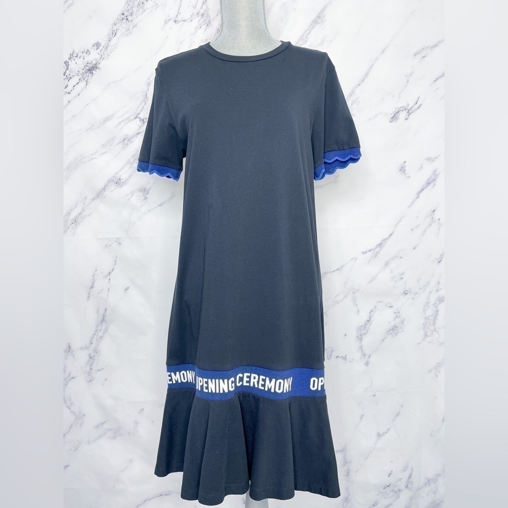 Opening Ceremony | Black Scalloped Logo T-Shirt Dress | M